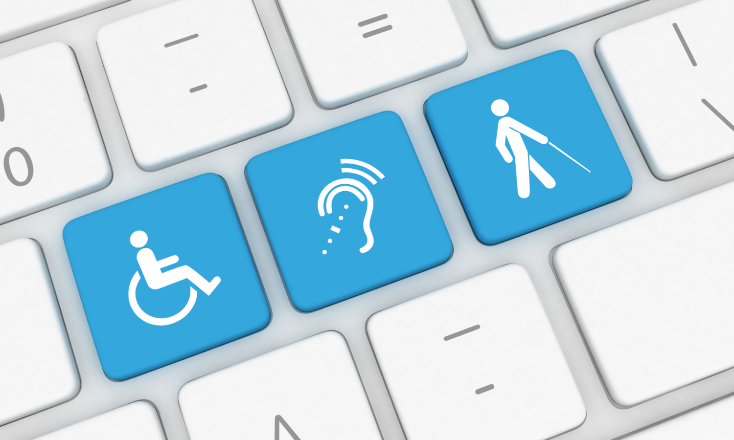 Accessibility icons on a computer keyboard